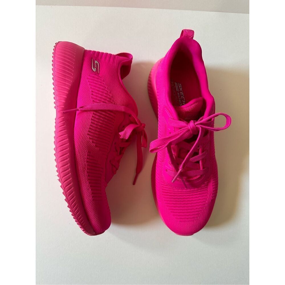Skechers Women's BOBS Sport Squad - Neon Pink Sneaker
